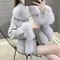 MidLong Spliced Faux Fur Jacket PU Leather Hybrid Winter Coat 2