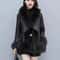 MidLong Spliced Faux Fur Jacket PU Leather Hybrid Winter Coat 0