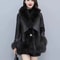 MidLong Spliced Faux Fur Jacket PU Leather Hybrid Winter Coat 0