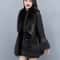 MidLong Spliced Faux Fur Jacket PU Leather Hybrid Winter Coat 5