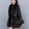 MidLong Spliced Faux Fur Jacket PU Leather Hybrid Winter Coat 5