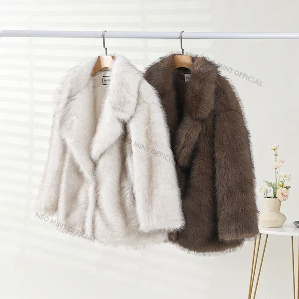 Oversized Fluffy Faux Fox Fur Overcoat Winter HighAppearance Street Style 6