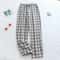 Mens Plaid Cotton Pajama Pants Breathable Summer Sleepwear 4