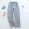 Mens Plaid Cotton Pajama Pants Breathable Summer Sleepwear 6