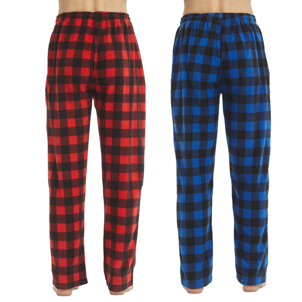 2Pack Mens Fleece Pajama Pants UltraSoft Plaid Lounge Bottoms 1