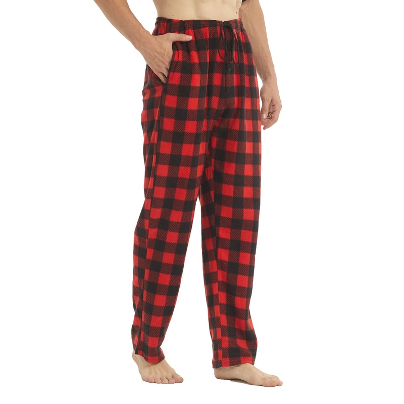 2Pack Mens Fleece Pajama Pants UltraSoft Plaid Lounge Bottoms 3