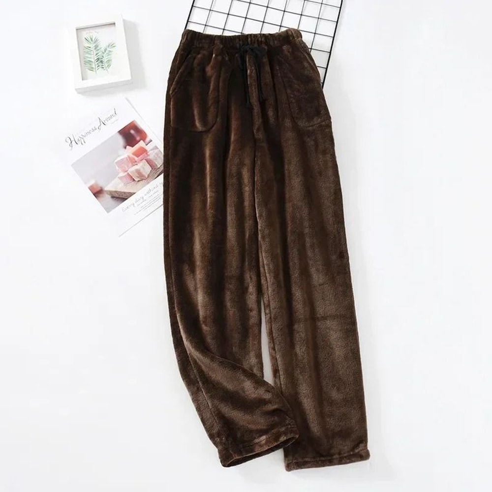 Thickened Flannel Home Trousers Mens Winter Coral Fleece Pajamas 4