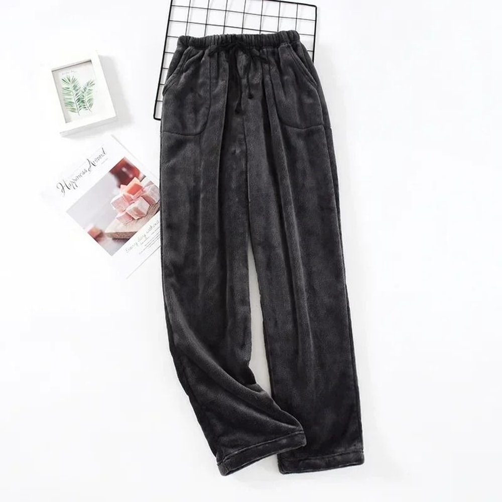 Thickened Flannel Home Trousers Mens Winter Coral Fleece Pajamas 11