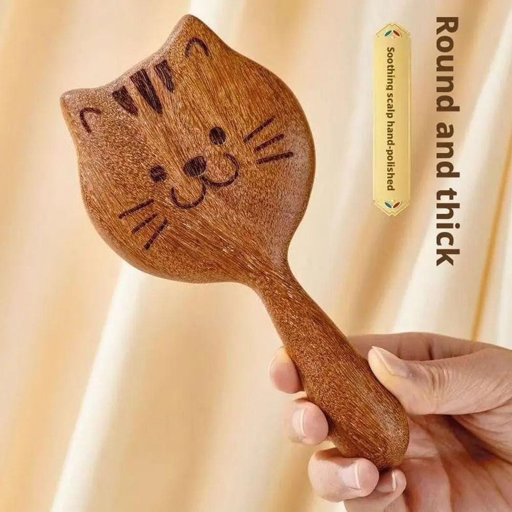 Artisan Sandalwood Scalp Massage Comb Wooden Gua Sha Scraping Tool 2