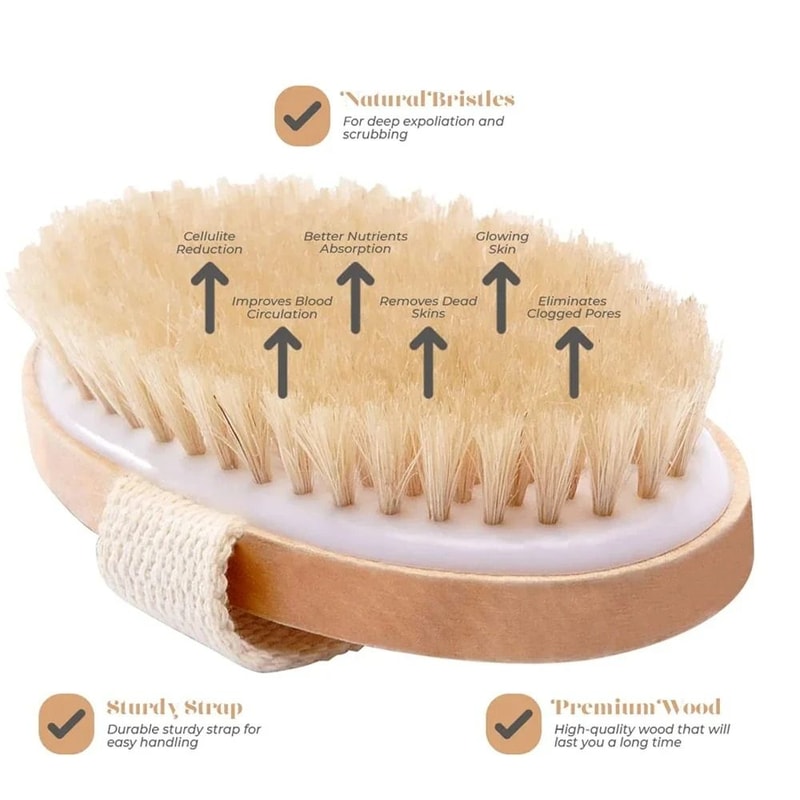 Natural Bristle Wooden Body Brush HighStatus Exfoliating Spa Tool 2