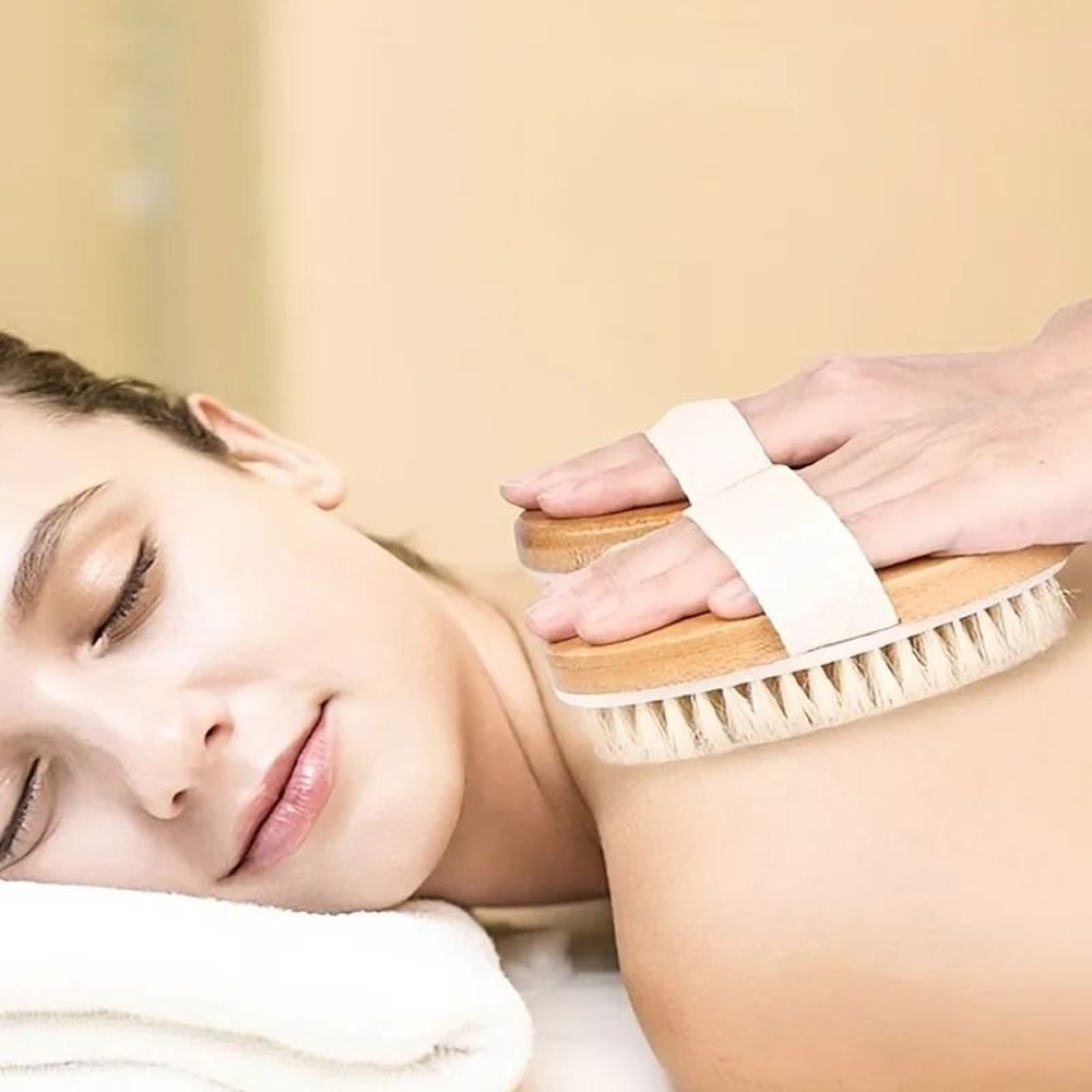 Natural Wooden Bristle Body Brush HighStatus Deep Cleansing Spa Tool 0