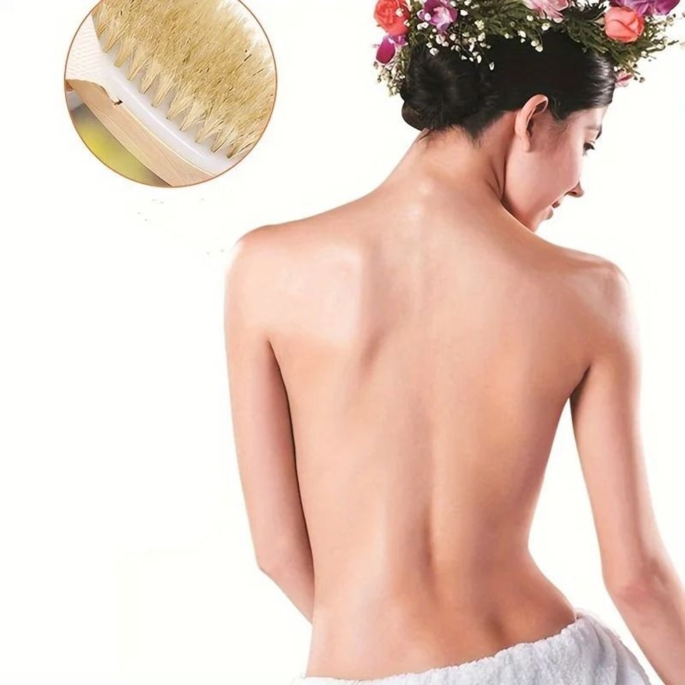 Natural Wooden Bristle Body Brush HighStatus Deep Cleansing Spa Tool 1