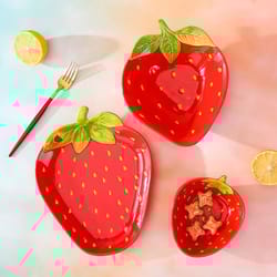 whimsical strawberry ceramic salad & fruit bowl