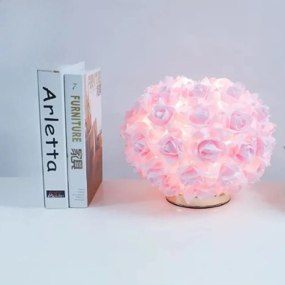 Romantic Rose Gold Crystal Flower Lamp 5