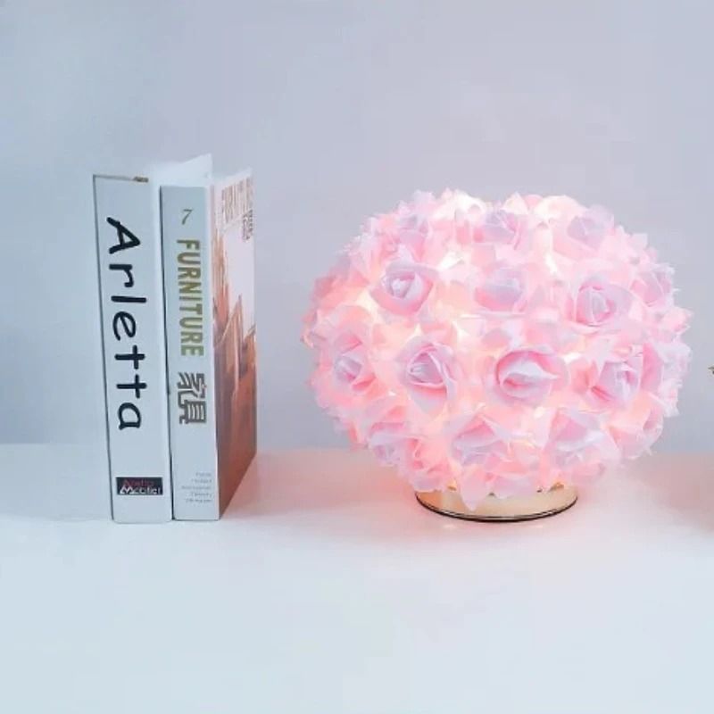 Romantic Rose Gold Crystal Flower Lamp 5