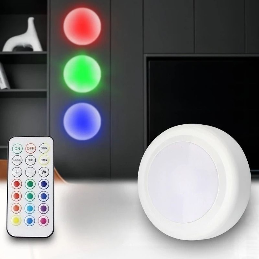 Remote Controlled Mini LED Puck Light Set 0