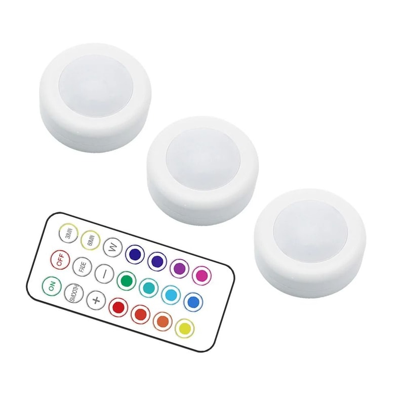 Remote Controlled Mini LED Puck Light Set 2