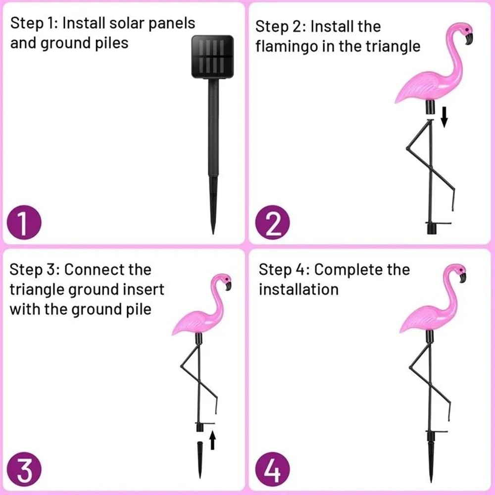 Solar Flamingo Garden Landscape Stake 5