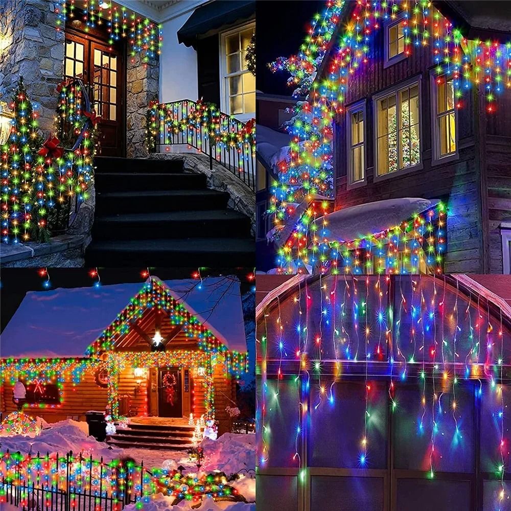 Solar Powered Outdoor Icicle Curtain Lights 2