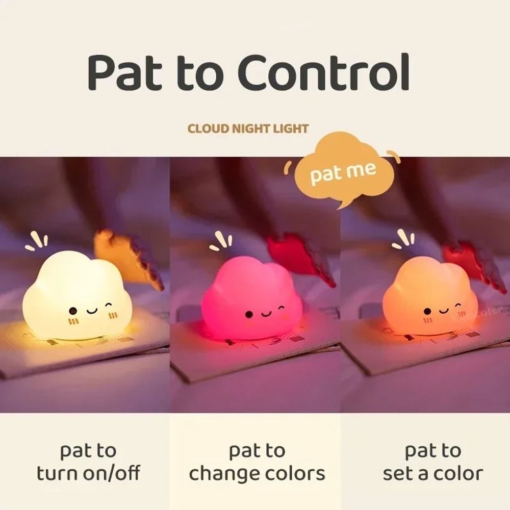 Adorable Silicone Cloud Touch Night Lamp 2