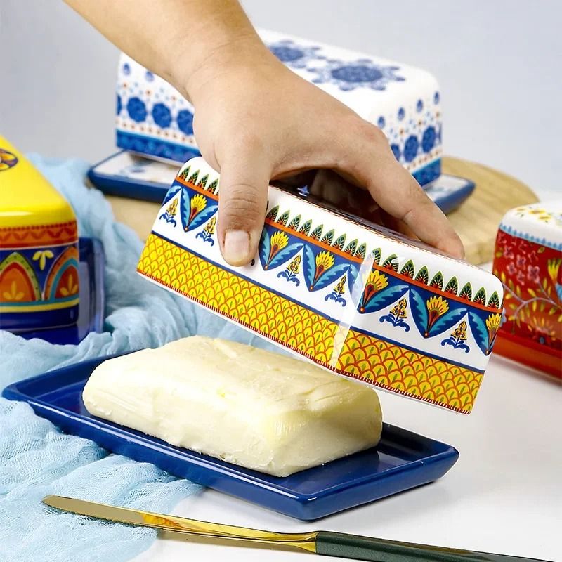 Artisanal HandPainted Ceramic Butter Dish 2