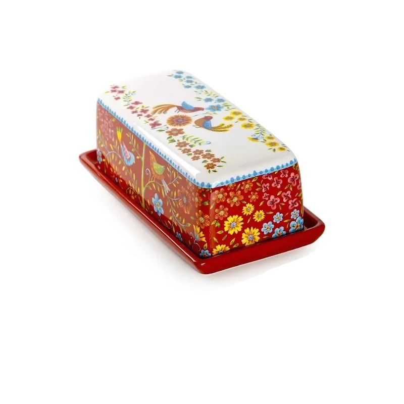 Artisanal HandPainted Ceramic Butter Dish 7
