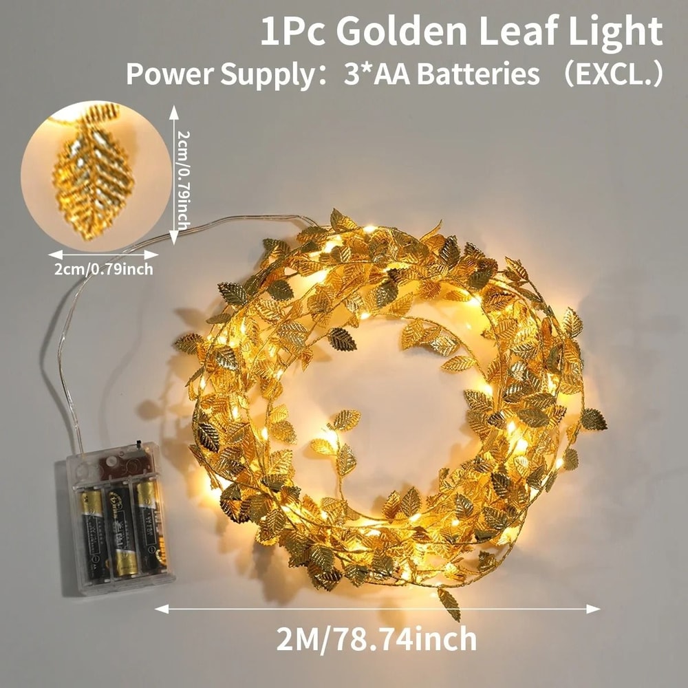 Gilded Willow Leaf Fairy String Lights 5
