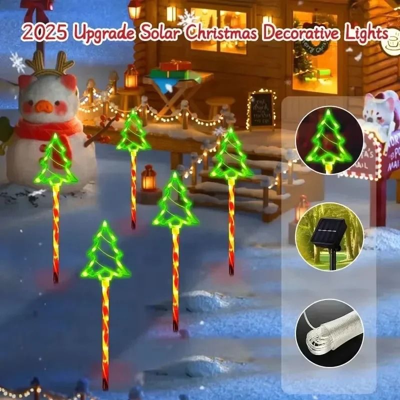 Solar Candy Cane Christmas Tree Stakes 3