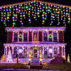 solar cascade icicle curtain lights