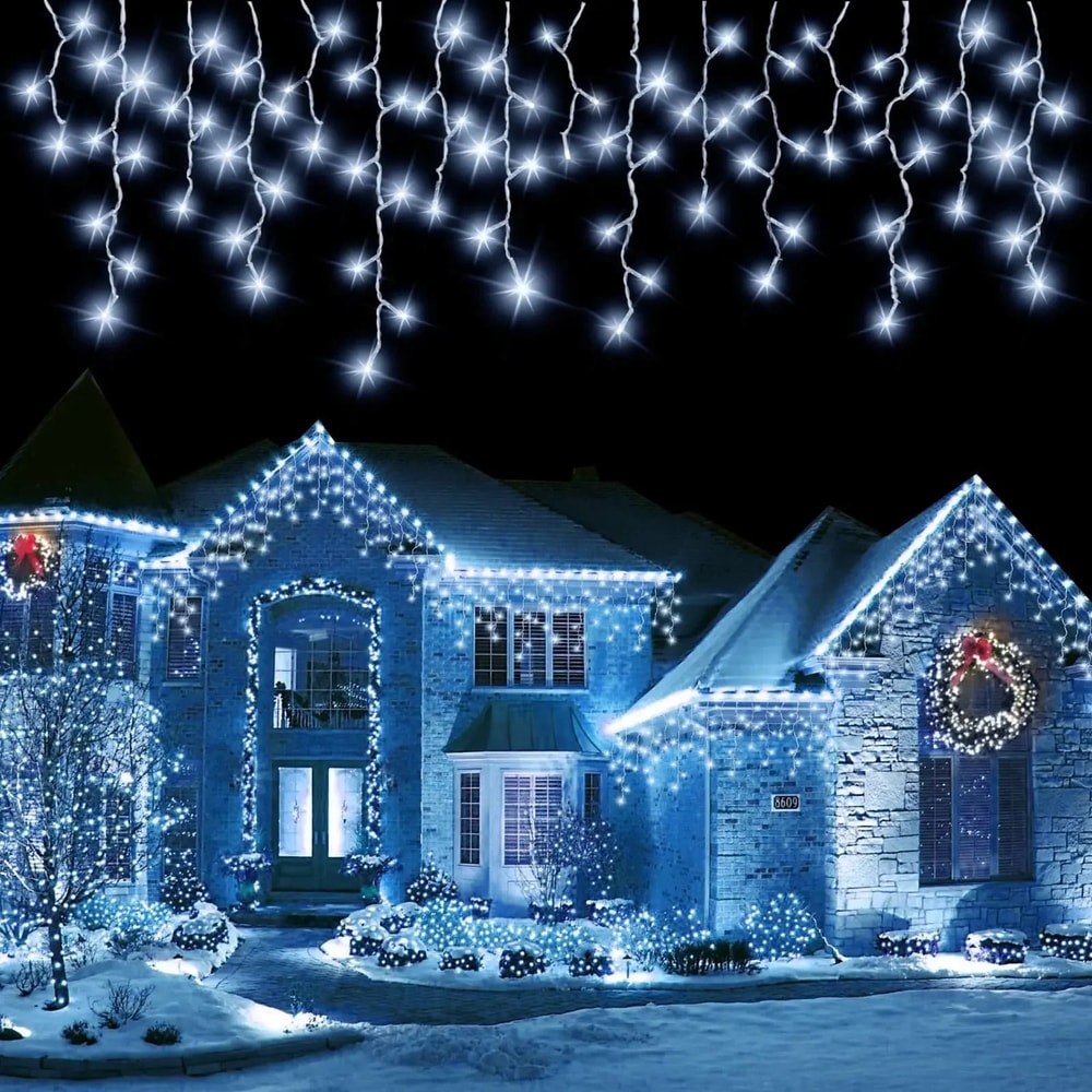 Solar Cascade Icicle Holiday Lights 8