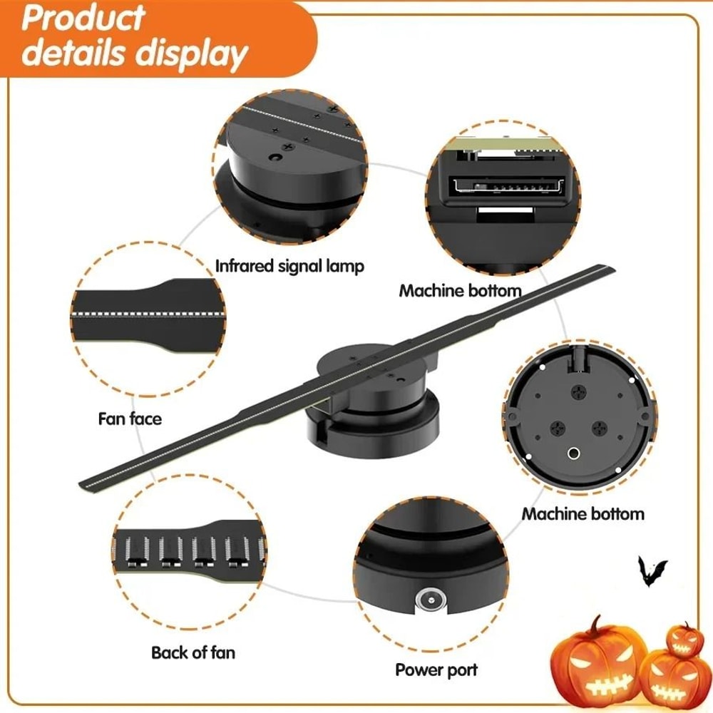 Compact 165 In 42cm 3D Holographic Display Fan 2