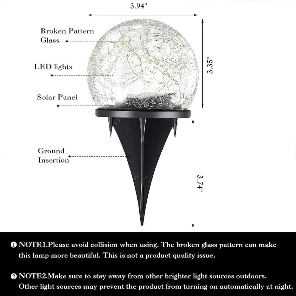 Artisan Solar Cracked Glass Globe Stakes 3