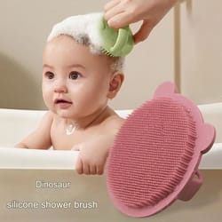 dino-gently silicone scalp massager & shampoo brush