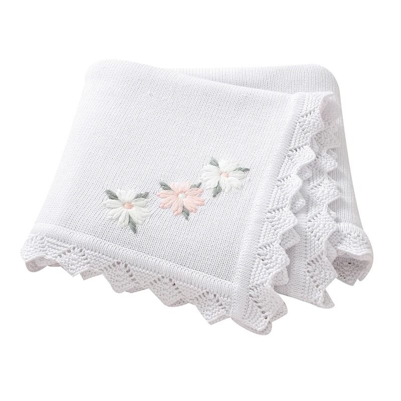 BlossomKnit Embroidered Cotton Baby Blanket 9