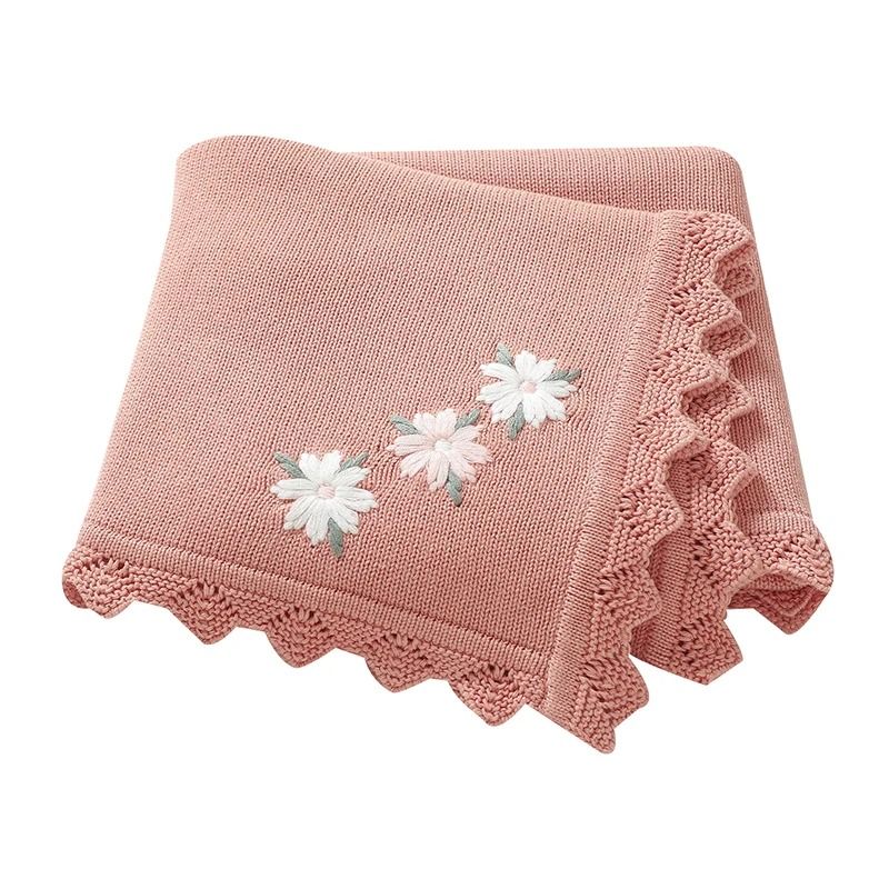 BlossomKnit Embroidered Cotton Baby Blanket 10