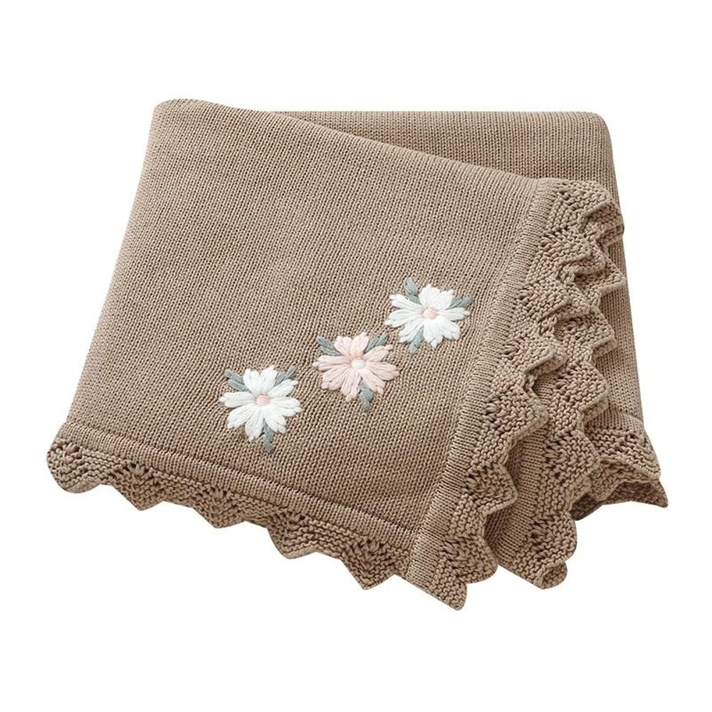 BlossomKnit Embroidered Cotton Baby Blanket 11