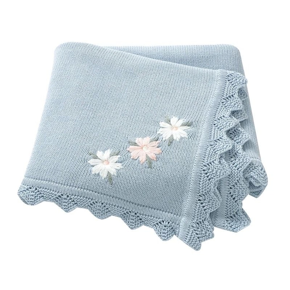 BlossomKnit Embroidered Cotton Baby Blanket 13