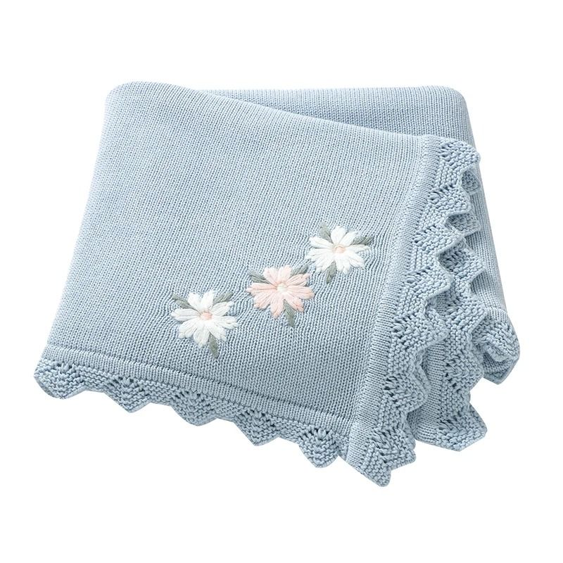 BlossomKnit Embroidered Cotton Baby Blanket 13