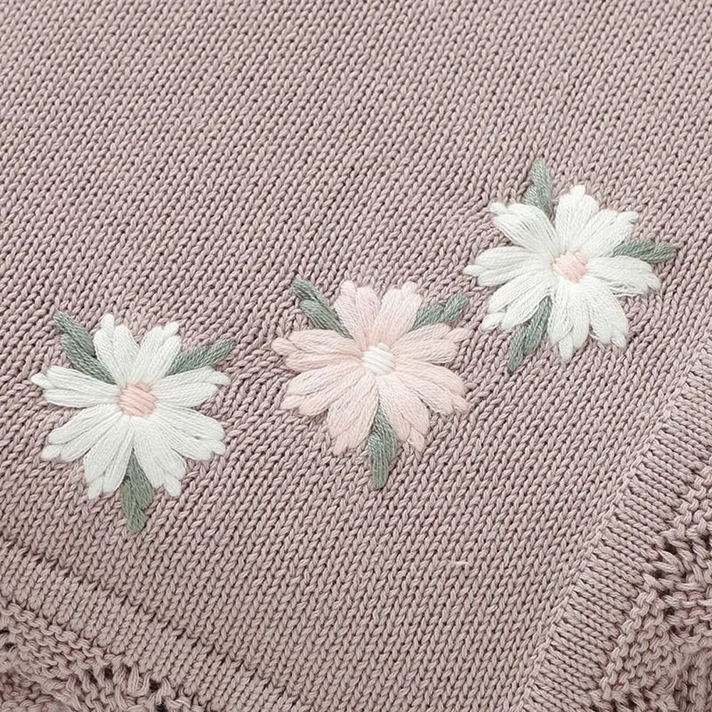 BlossomKnit Embroidered Cotton Baby Blanket 5