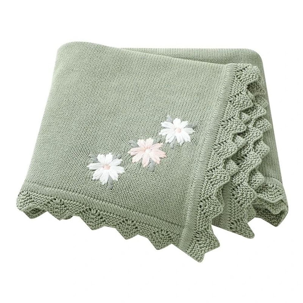BlossomKnit Embroidered Cotton Baby Blanket 6