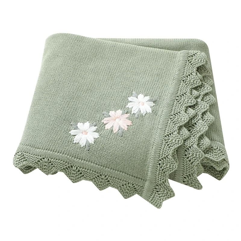 BlossomKnit Embroidered Cotton Baby Blanket 6