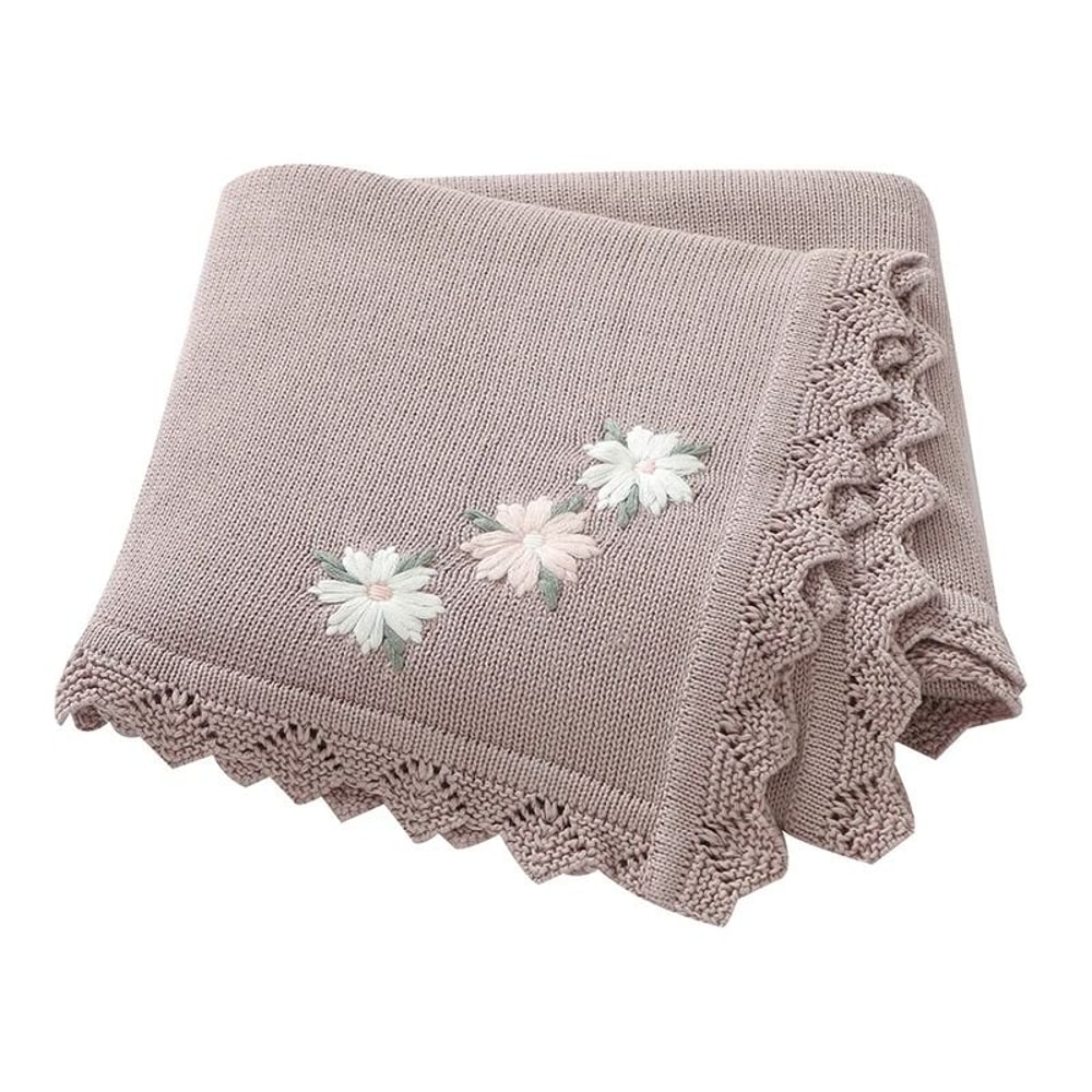 BlossomKnit Embroidered Cotton Baby Blanket 7