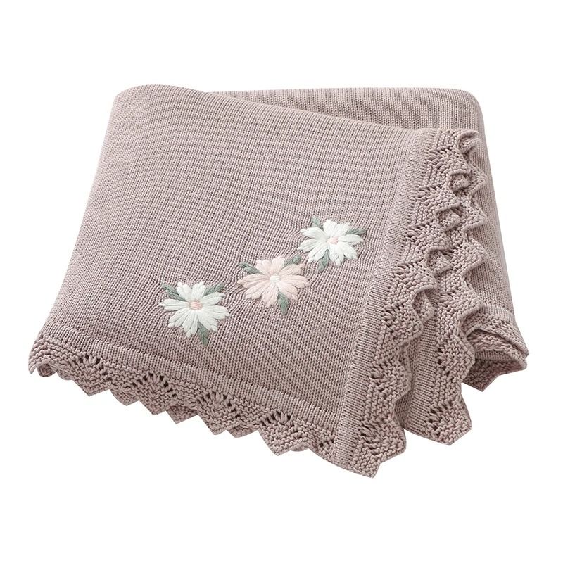 BlossomKnit Embroidered Cotton Baby Blanket 7