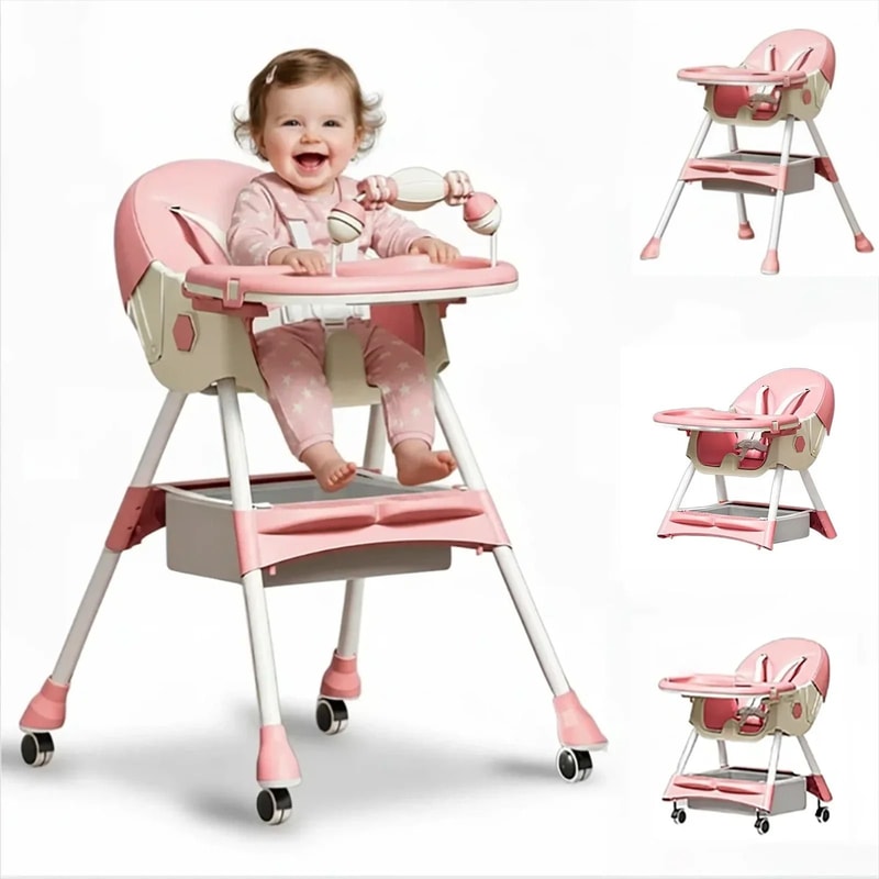 4in1 Foldable Reclining High Chair 0