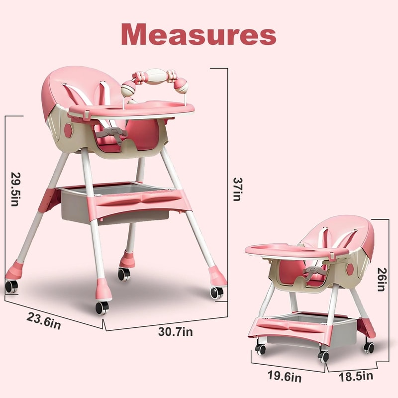 4in1 Foldable Reclining High Chair 2