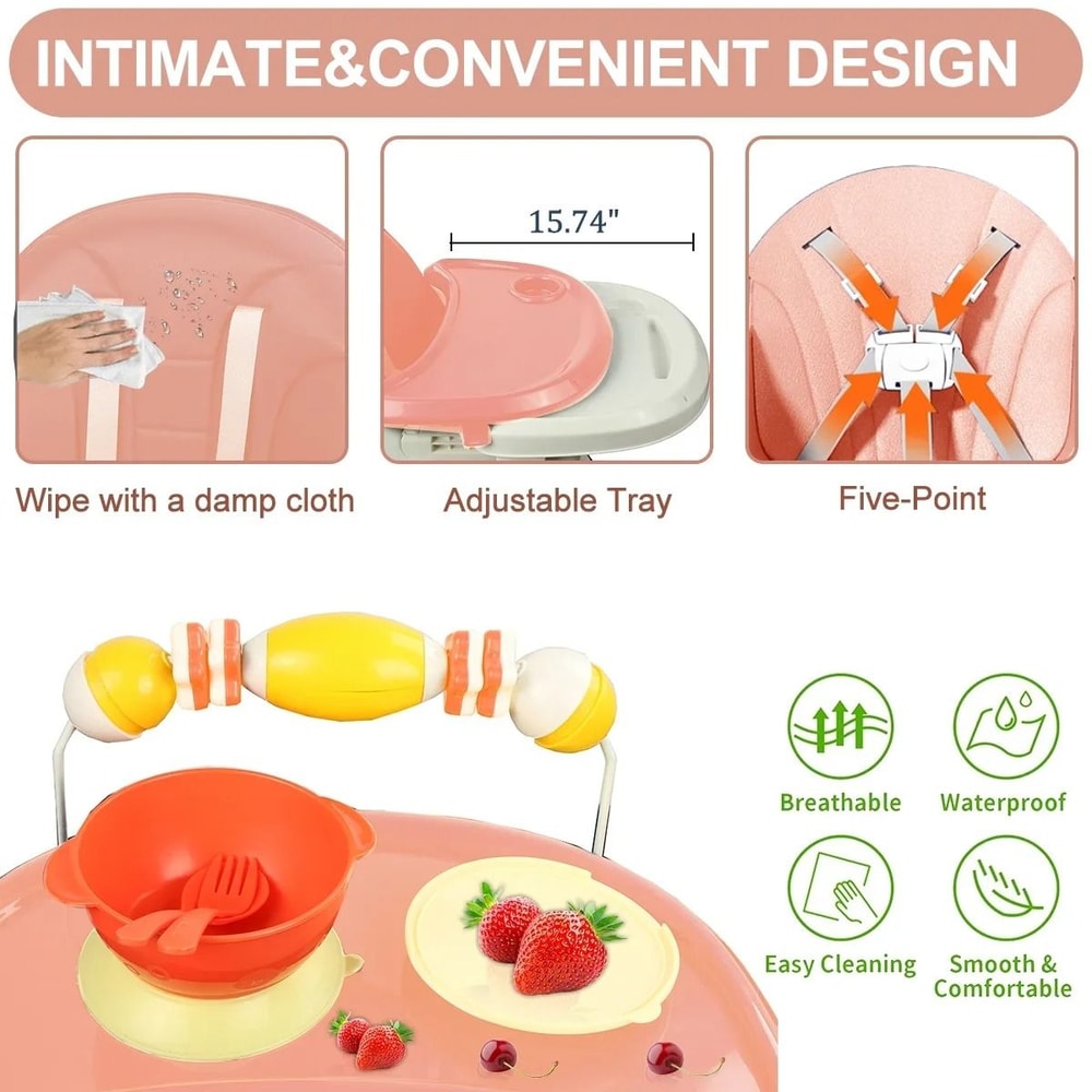 4in1 Foldable Reclining High Chair 3