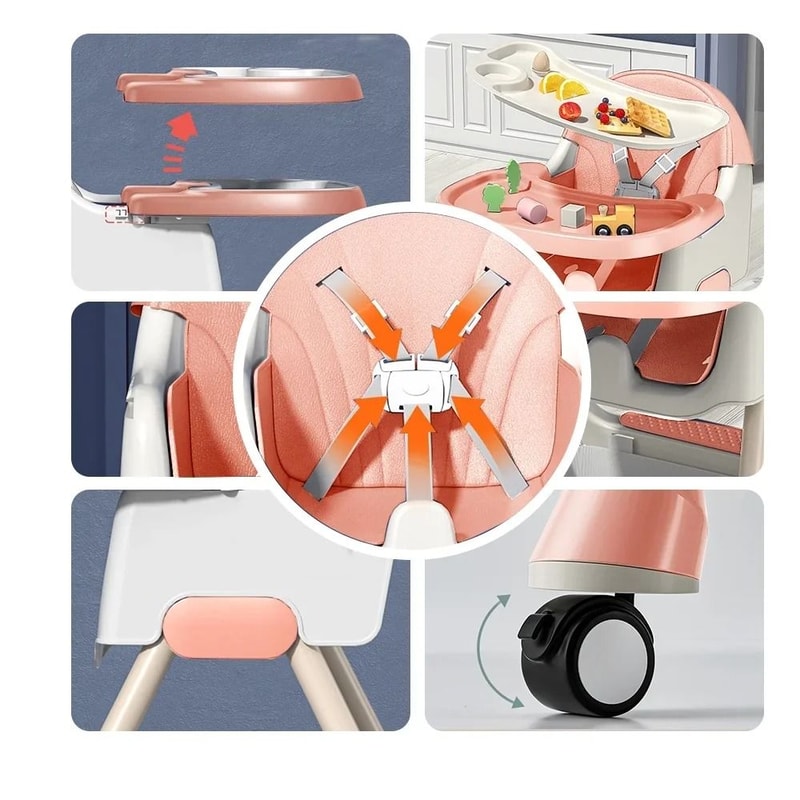 4in1 Foldable Reclining High Chair 5