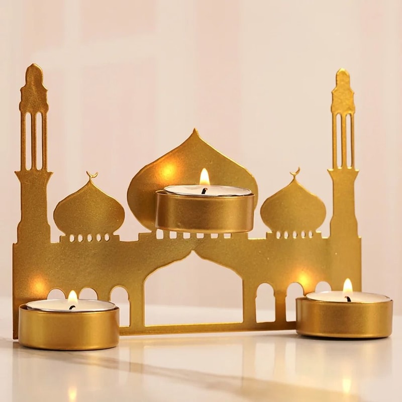 CrescentGlow Ramadan Metallic Candle Holder 8