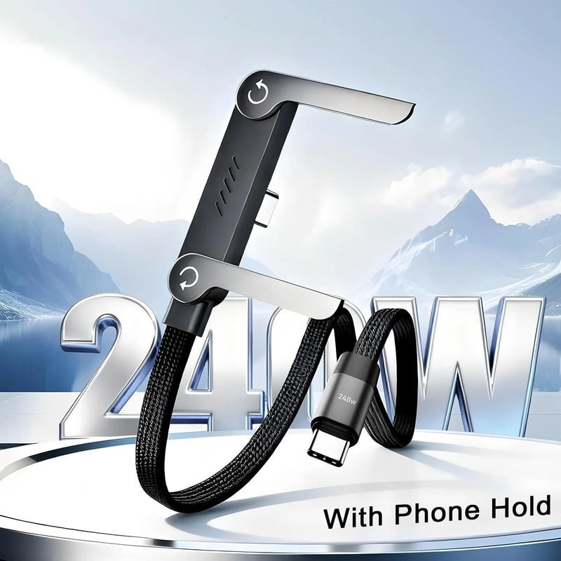 2in1 Foldable Fast Charging Stand Data Cable 0