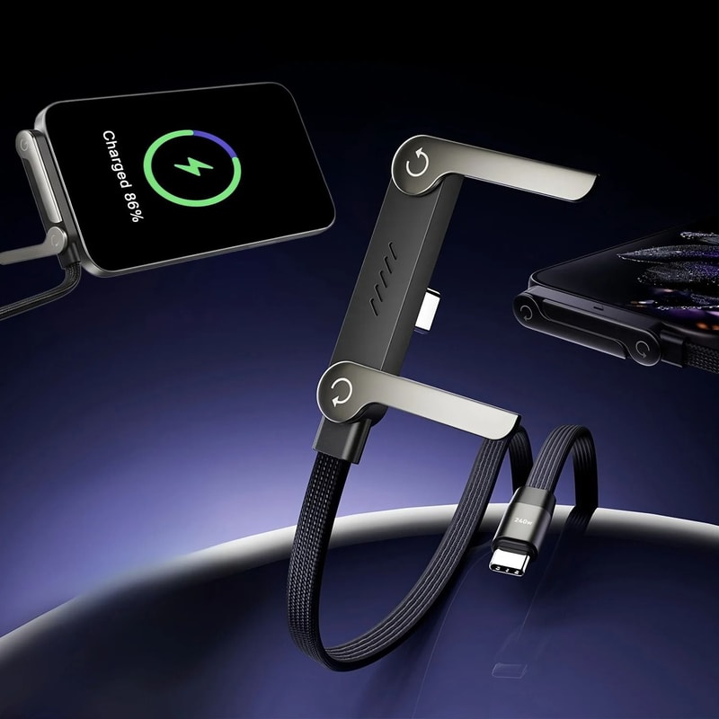 2in1 Foldable Fast Charging Stand Data Cable 2